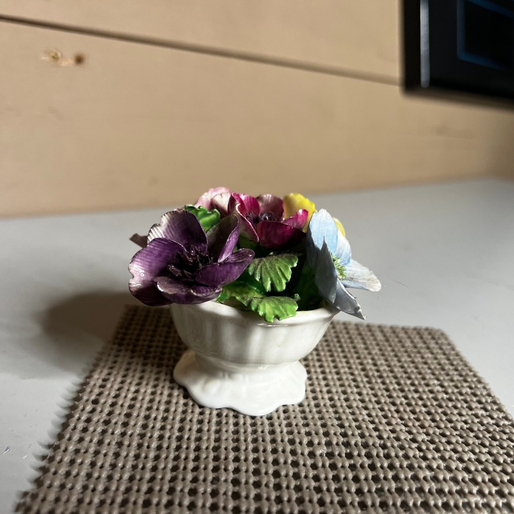 Coalport Bone China Miniature Flower Basket Figurine Made in England Vintage